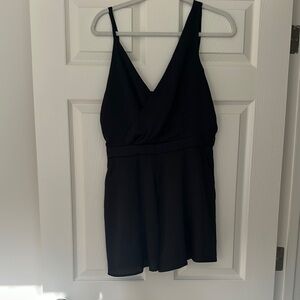 Black Sleeveless V-Neck Romper